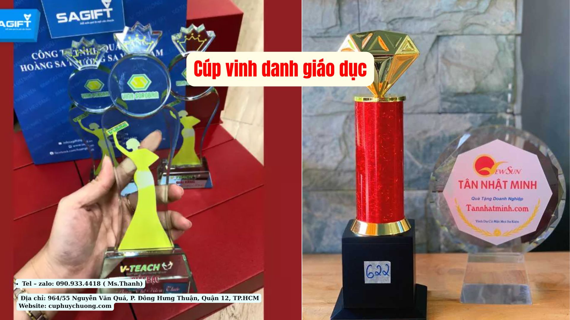 cúp vinh danh giáo dục