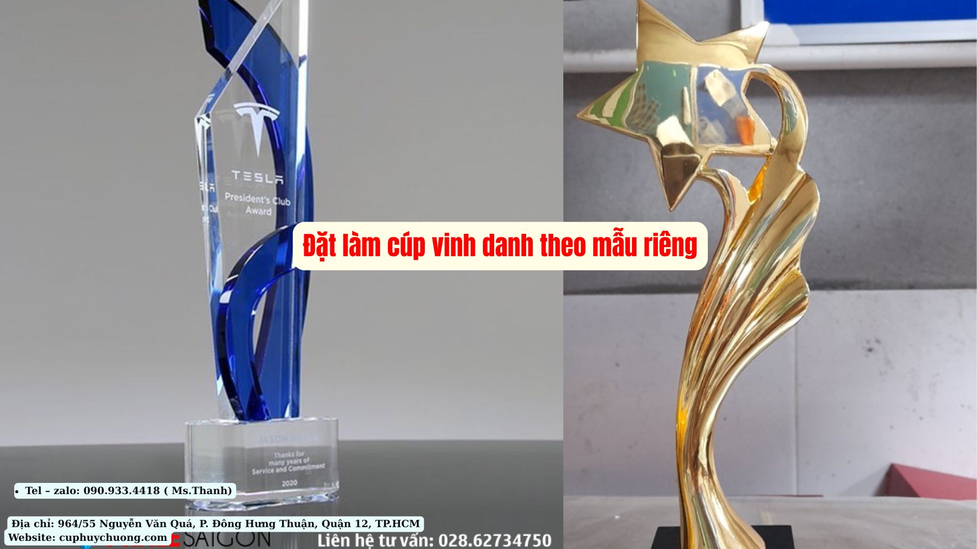 đặt làm cúp vinh danh theo mẫu riêng