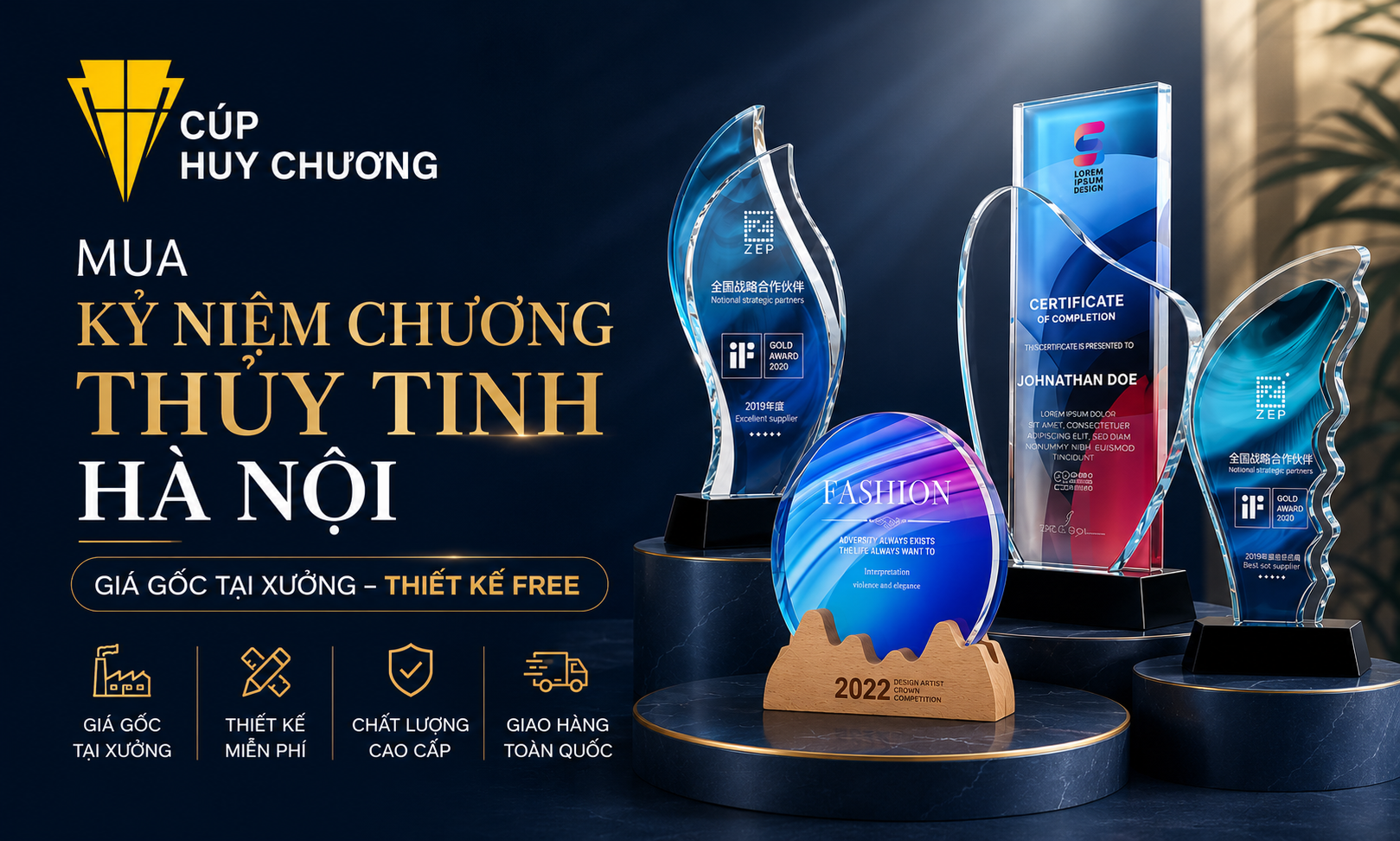 Mua kỷ niệm chương thủy tinh Hà Nội