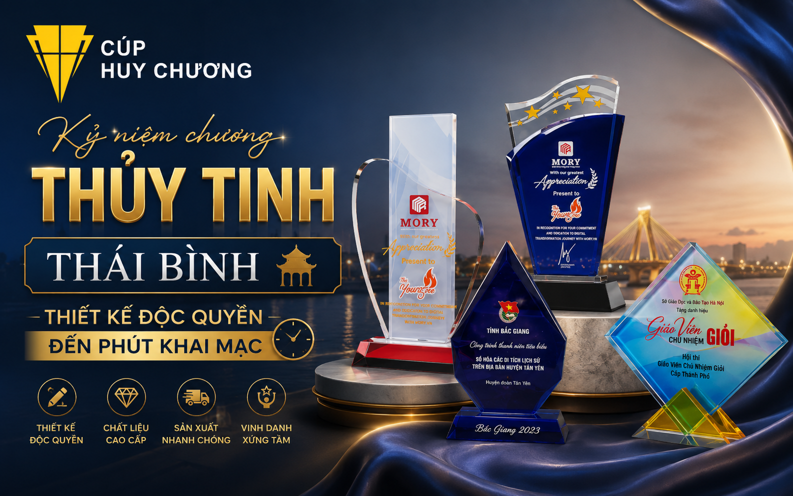 kỷ niệm chương thủy tinh Thái Bình