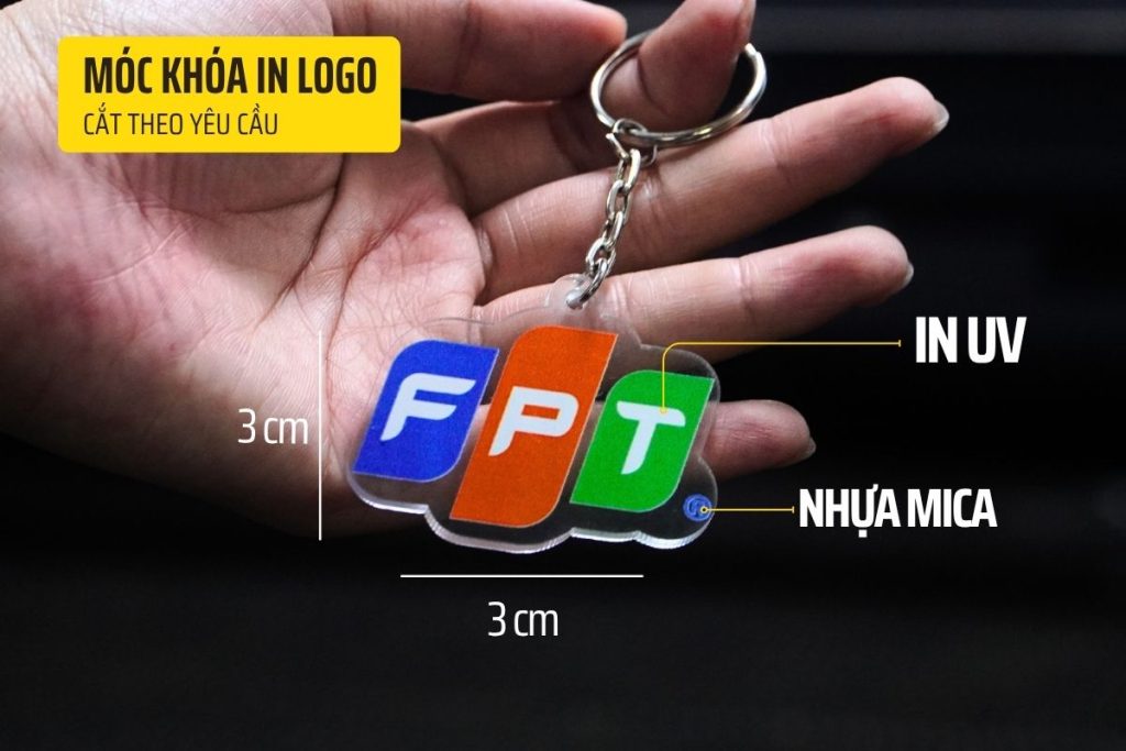 moc khoa mica qua tang in logo moc khoa in logo